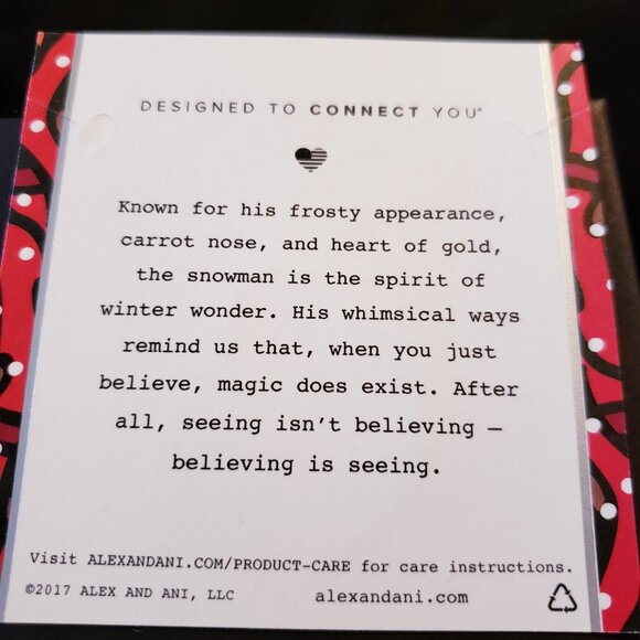 NWT Alex and Ani Colorful Snowman Silver charm bangle Comes with Card 519 - Picture 4 of 4